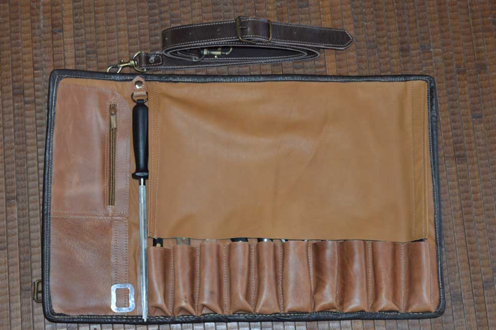 funda para cuchillos en cuero