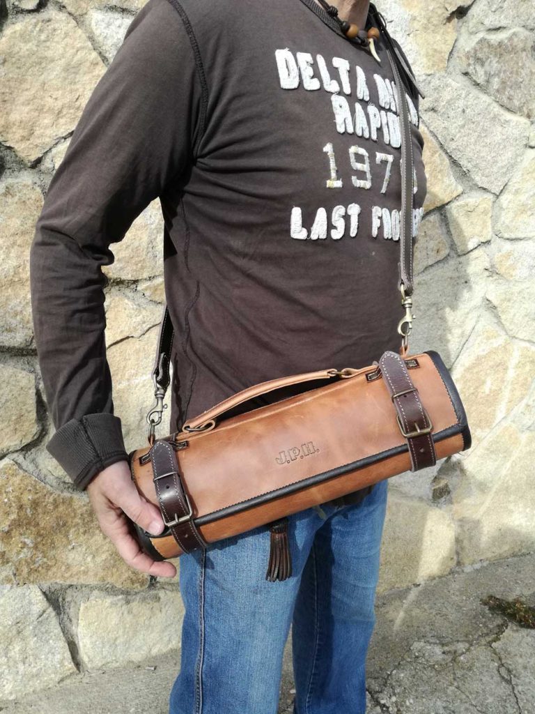 funda para cuchillos en cuero