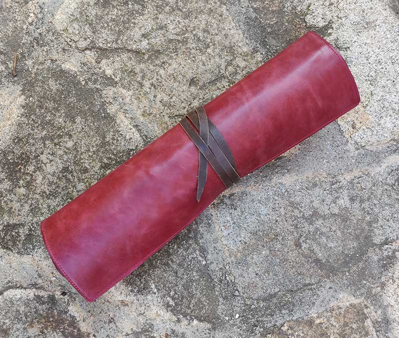 bolsa de piel artesanas y enrollables para cuchillos de cortadores de jamon y cocineros