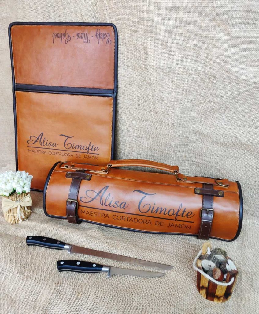 Conjunto de cuero portacuchillos de cortadores de jamon